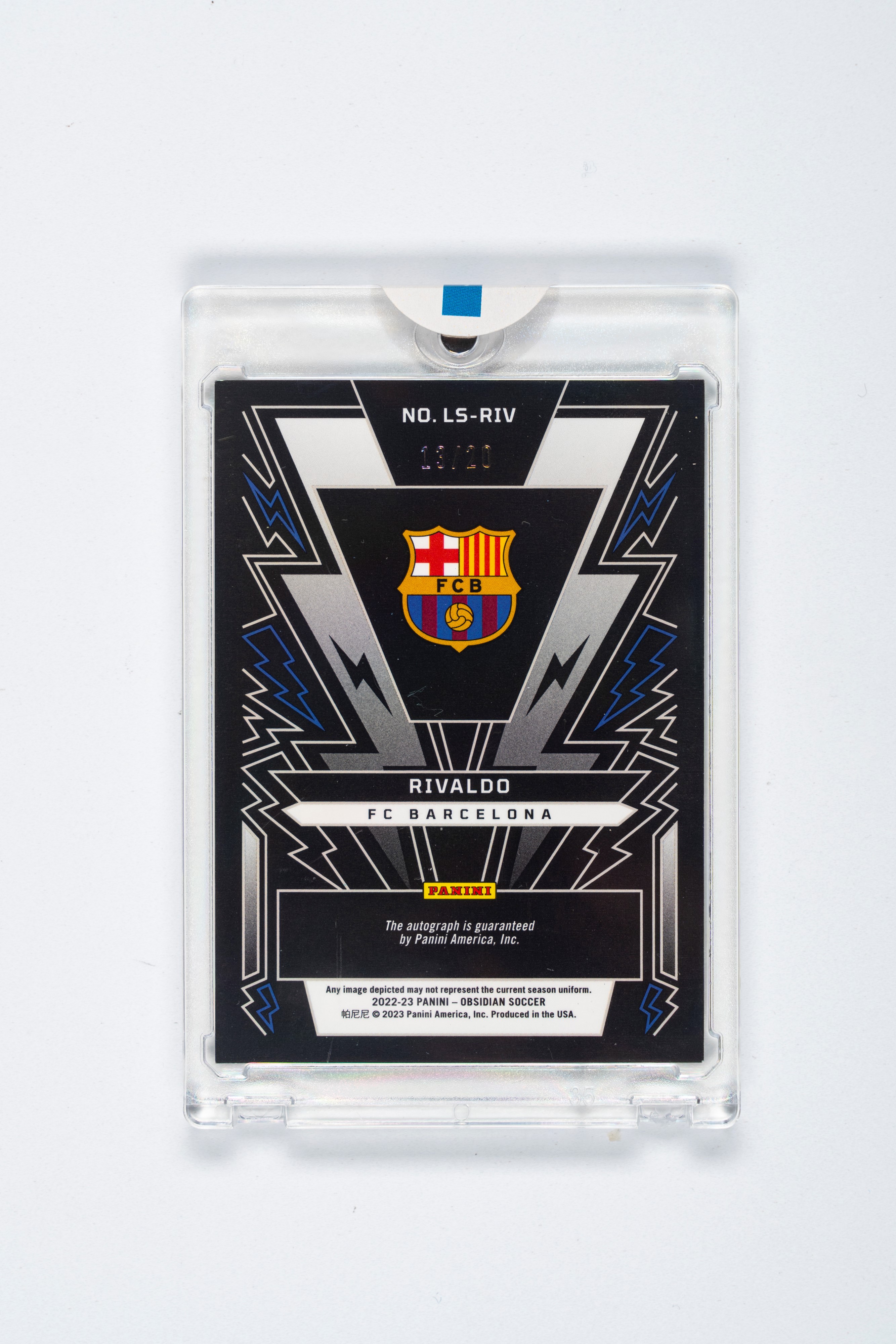 Rivaldo – Card Autografata – Barcellona – Numerata su 20 – Panini Obsidian - 2022