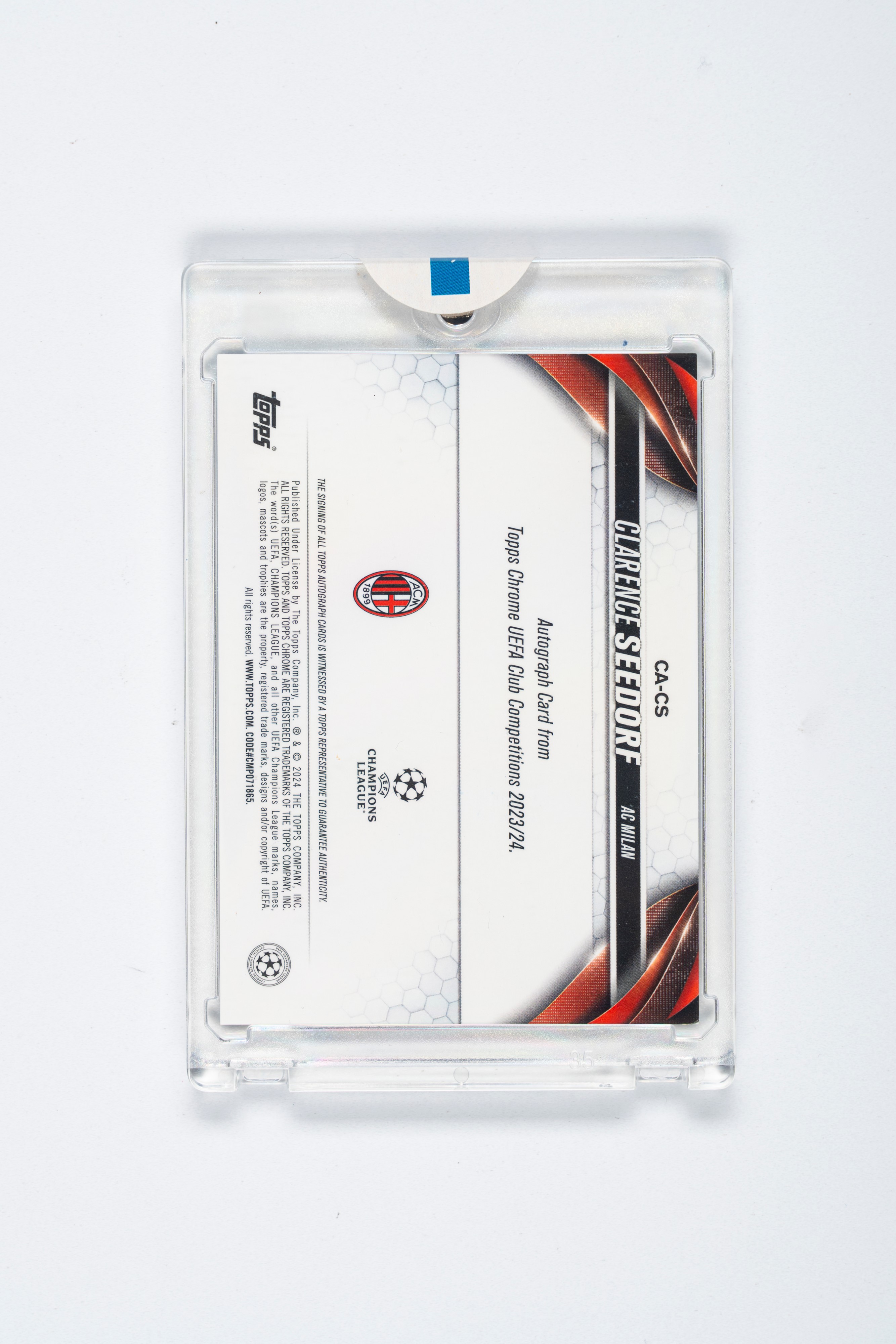 Clarence Seedof – Card Autografata – Milan – Topps Chrome - Numerata su 75