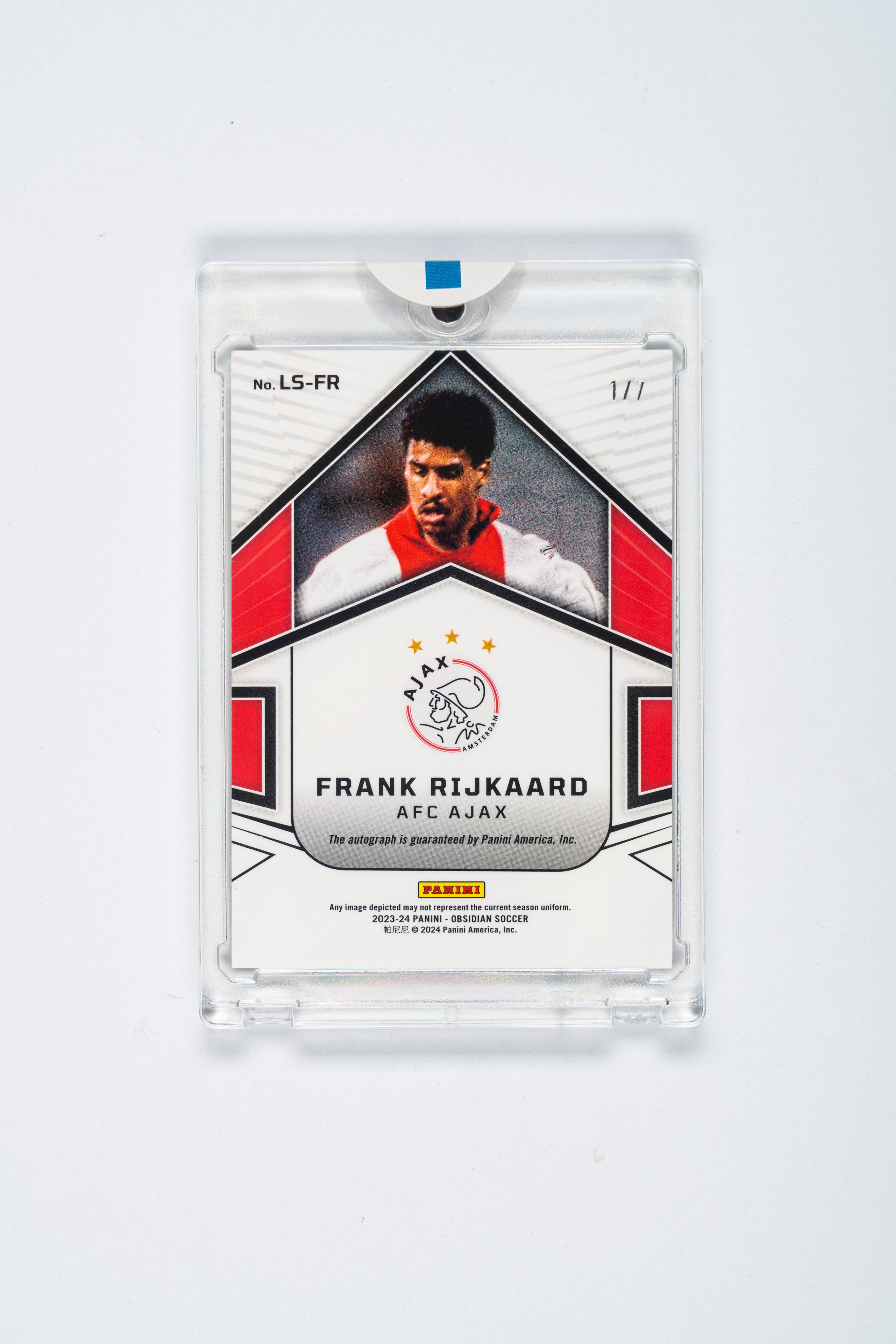 Frank Rijkaard – Card Autografata – Ajax – Numerata su 7 – Panini Obsidian - 2023