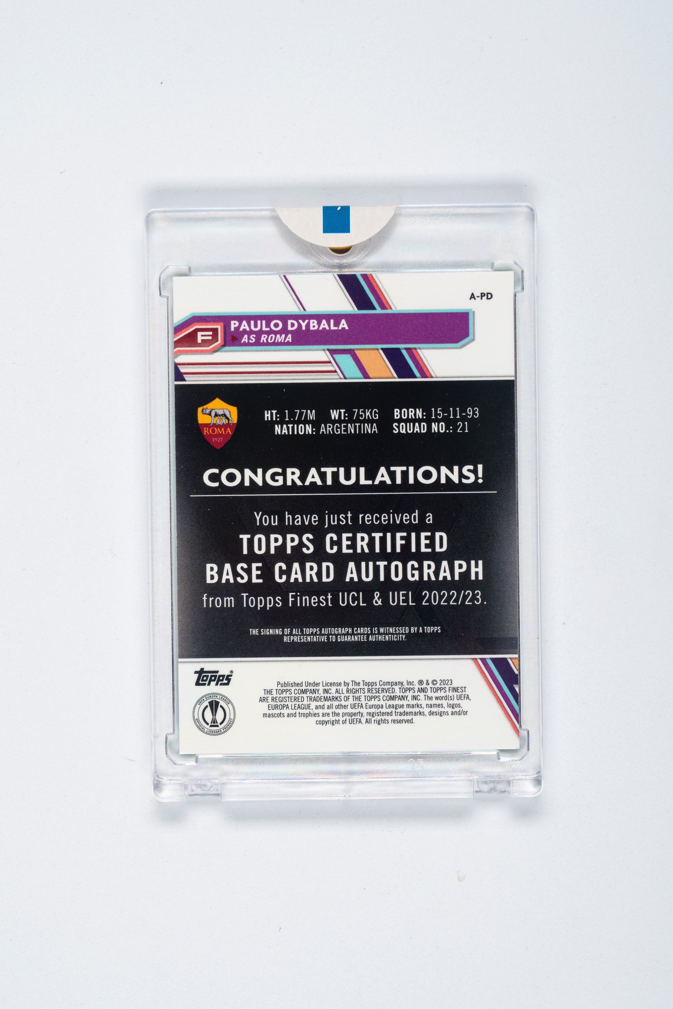 Paulo Dybala - Paulo Dybala – Signed Card – Roma – Numbered out of
