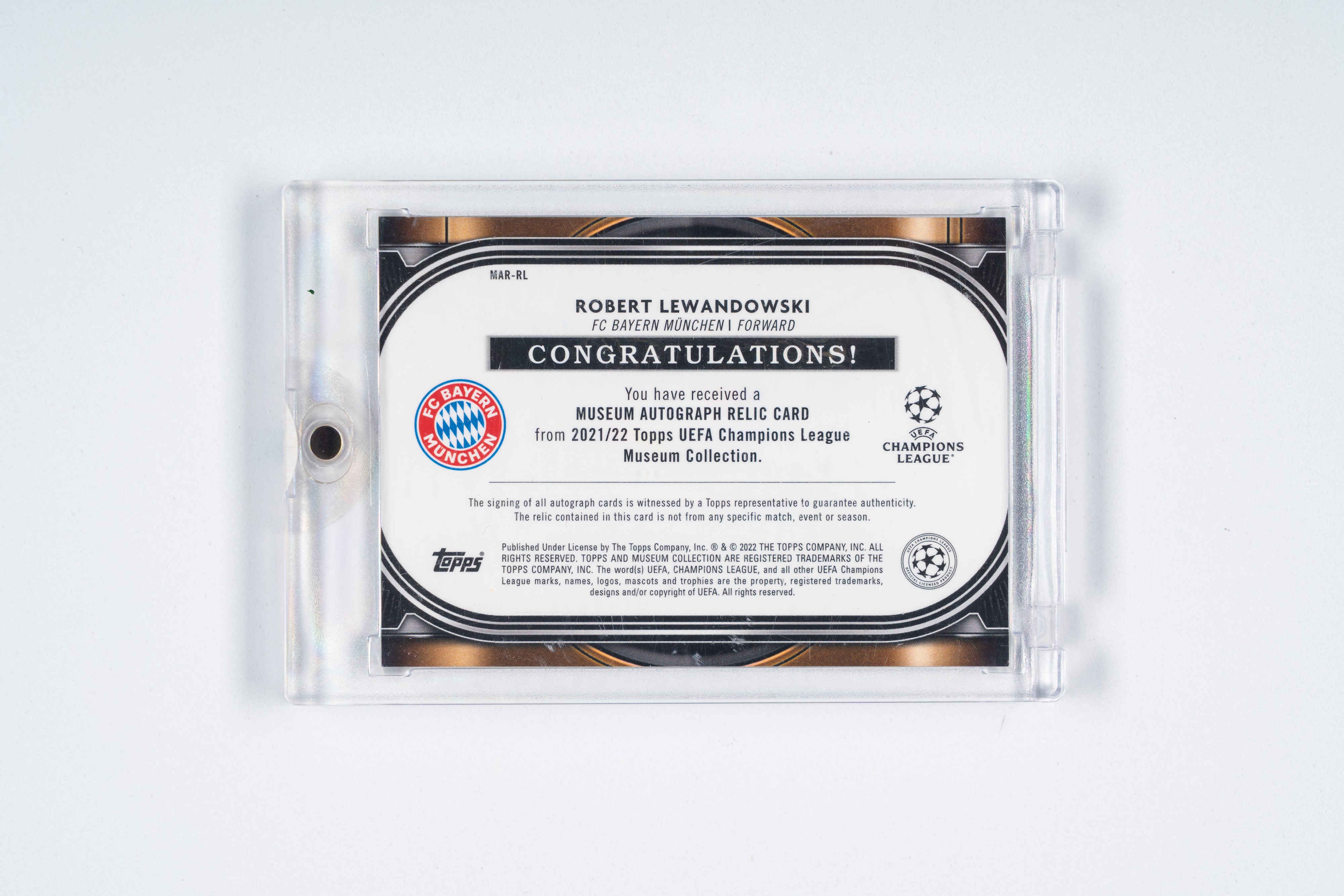 Robert Lewandowski – Card Autografata – Bayern Monaco – Numerata su 75 – Topps Museum – 2021