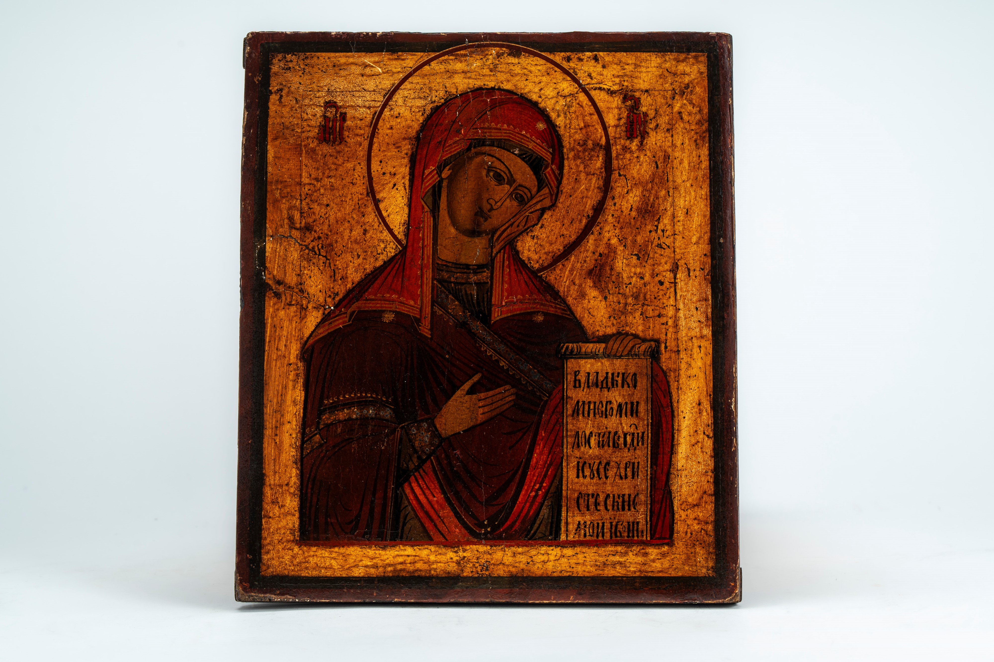 Quattro icone su tavola raffiguranti Cristo Pantocratore, la Madre di Dio Orante, la Madre di Dio...