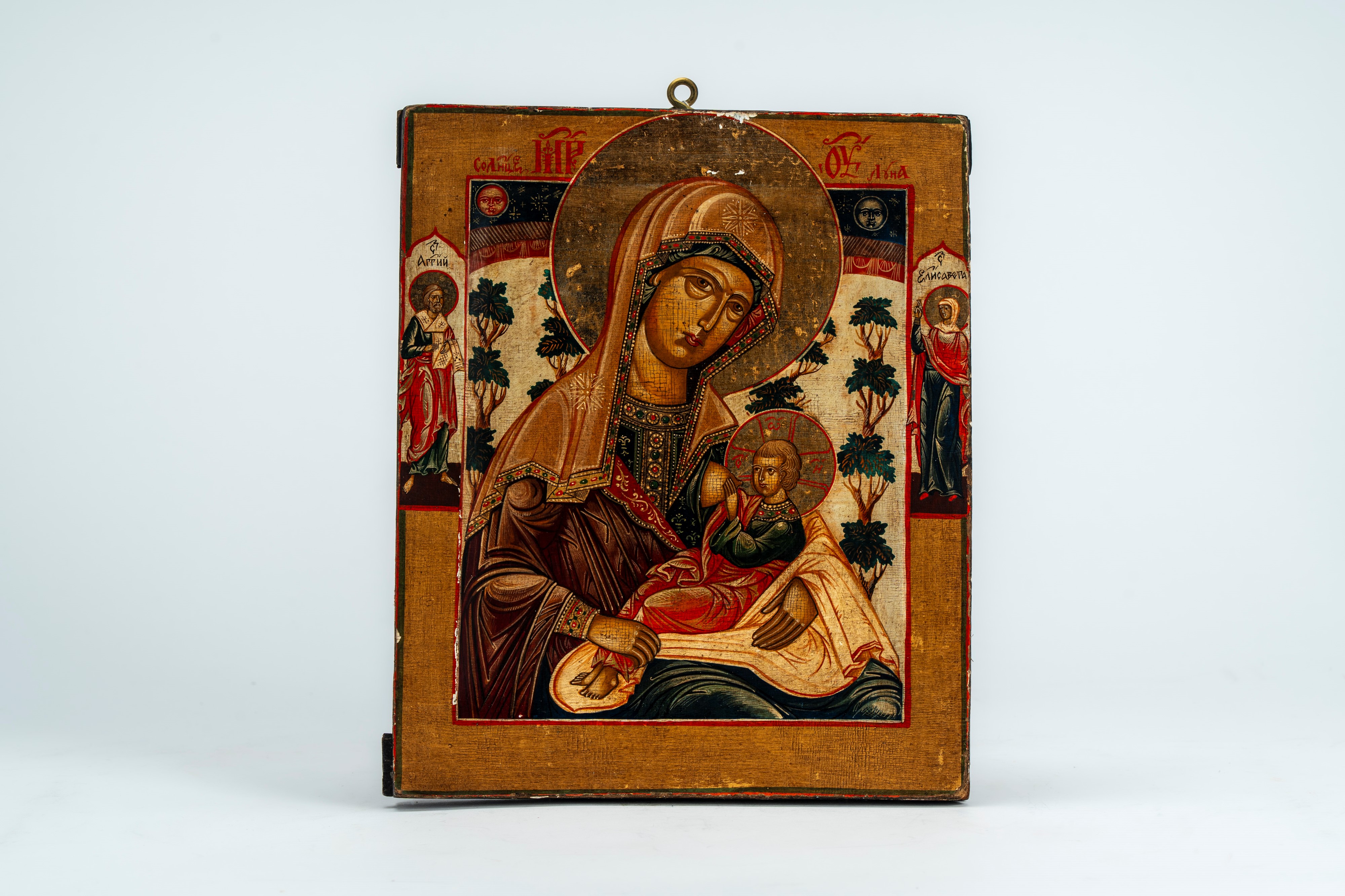 Quattro icone su tavola raffiguranti Cristo Pantocratore, la Madre di Dio Orante, la Madre di Dio...