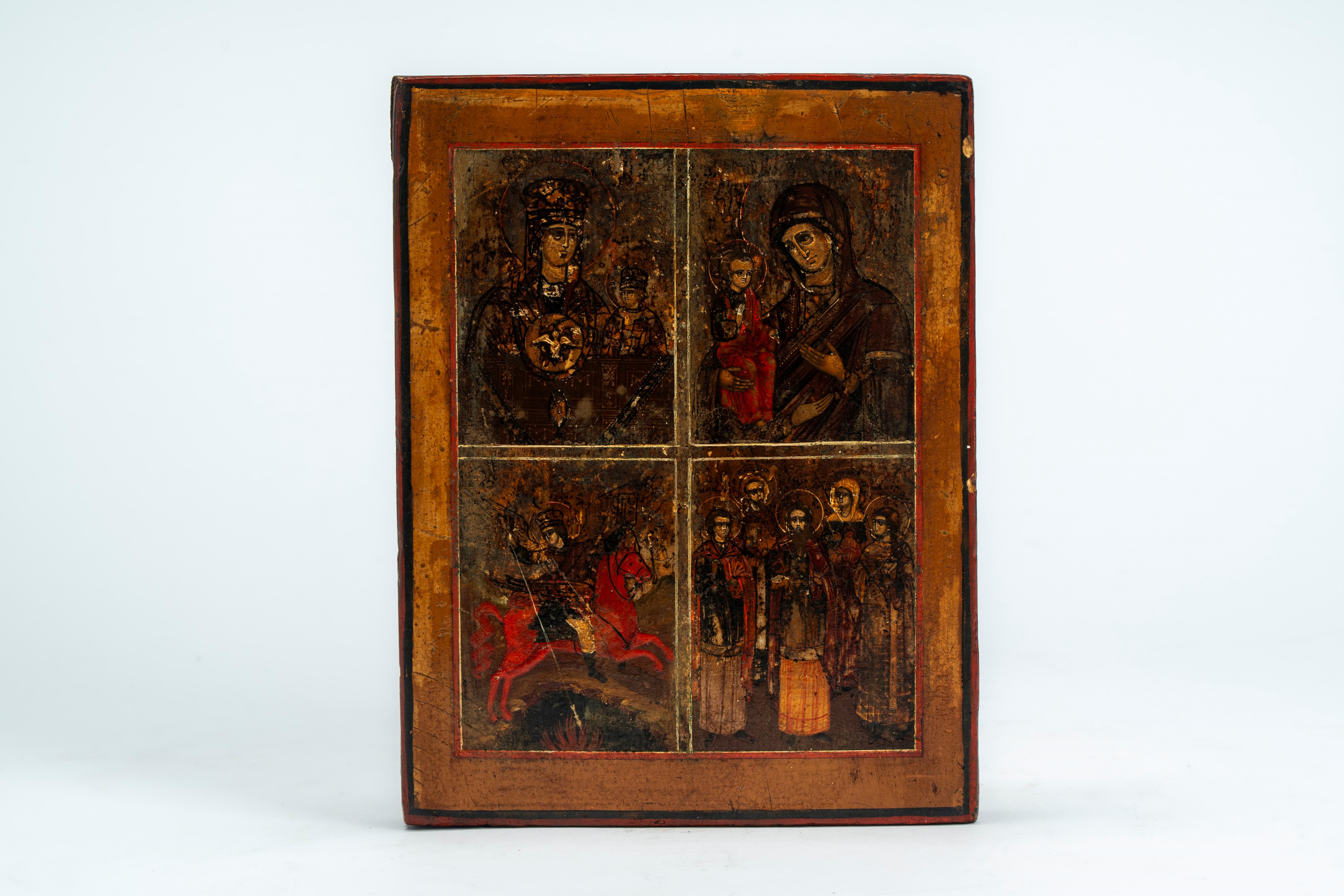 Quattro icone su tavola raffiguranti la Trasfigurazione di Cristo, la Madre di Dio “Gioia di tutt...