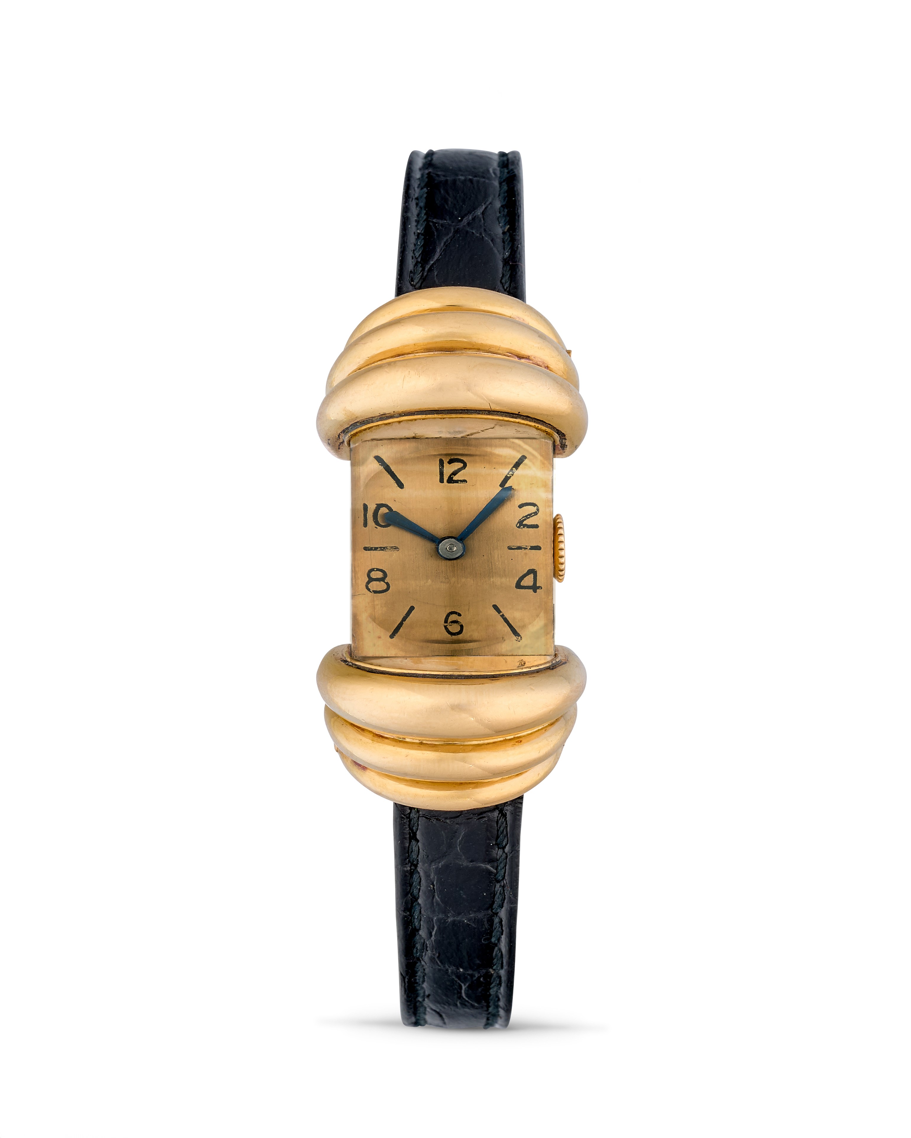 Orologio di forma 'Chenille', oro 18k, anni '40