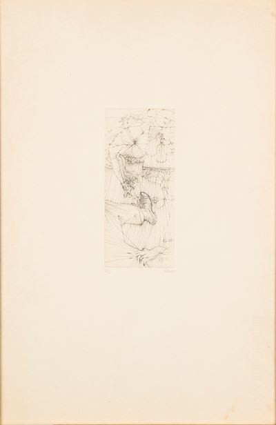 Senza titolo (scarpa, bottiglia, tacchi), acquaforte