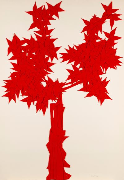 Albero - pannolenci rosso su carta, es. P.A.