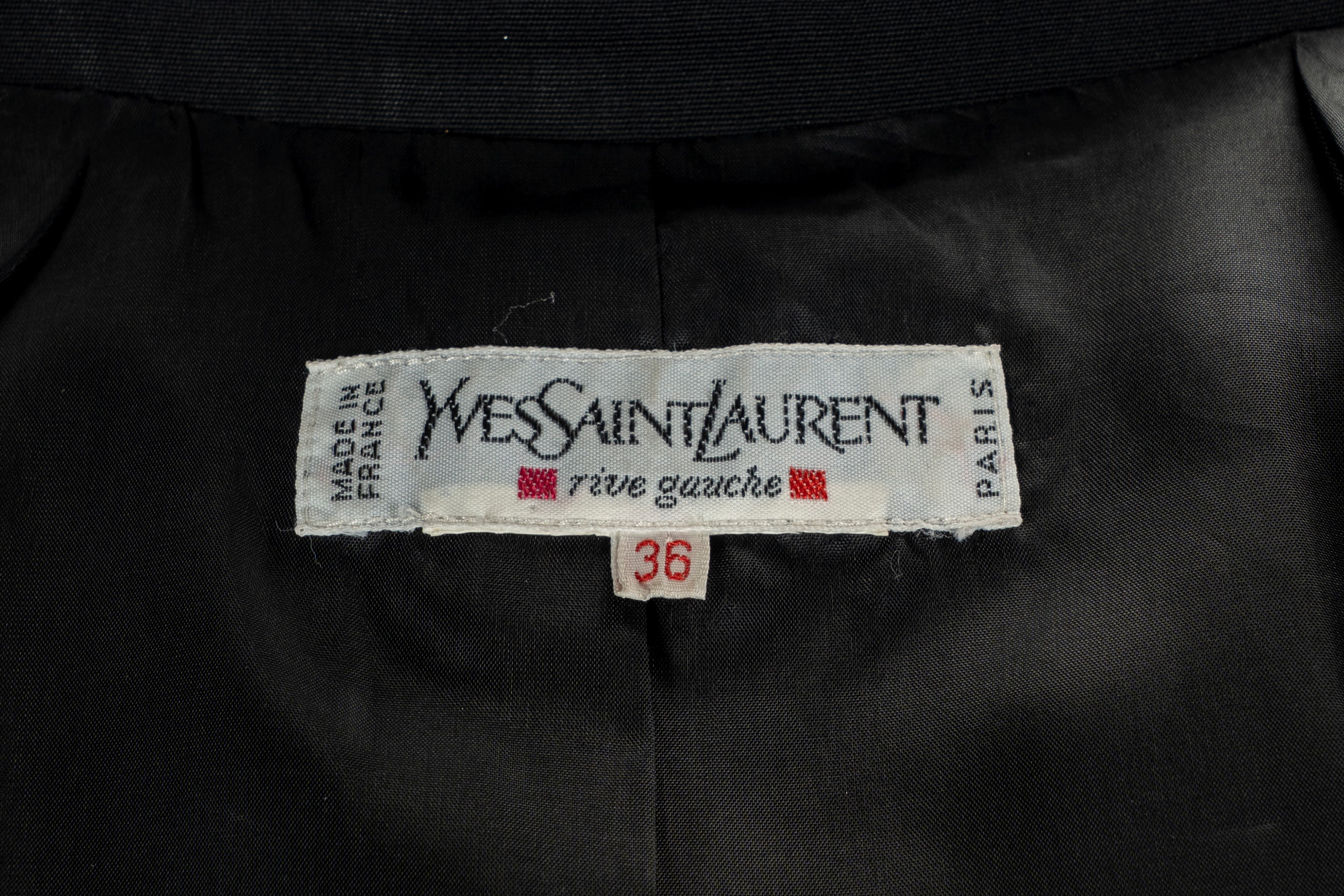 Yves Saint Laurent Rive Gauche - Giacca corta in lana nera con bottoni gioiello