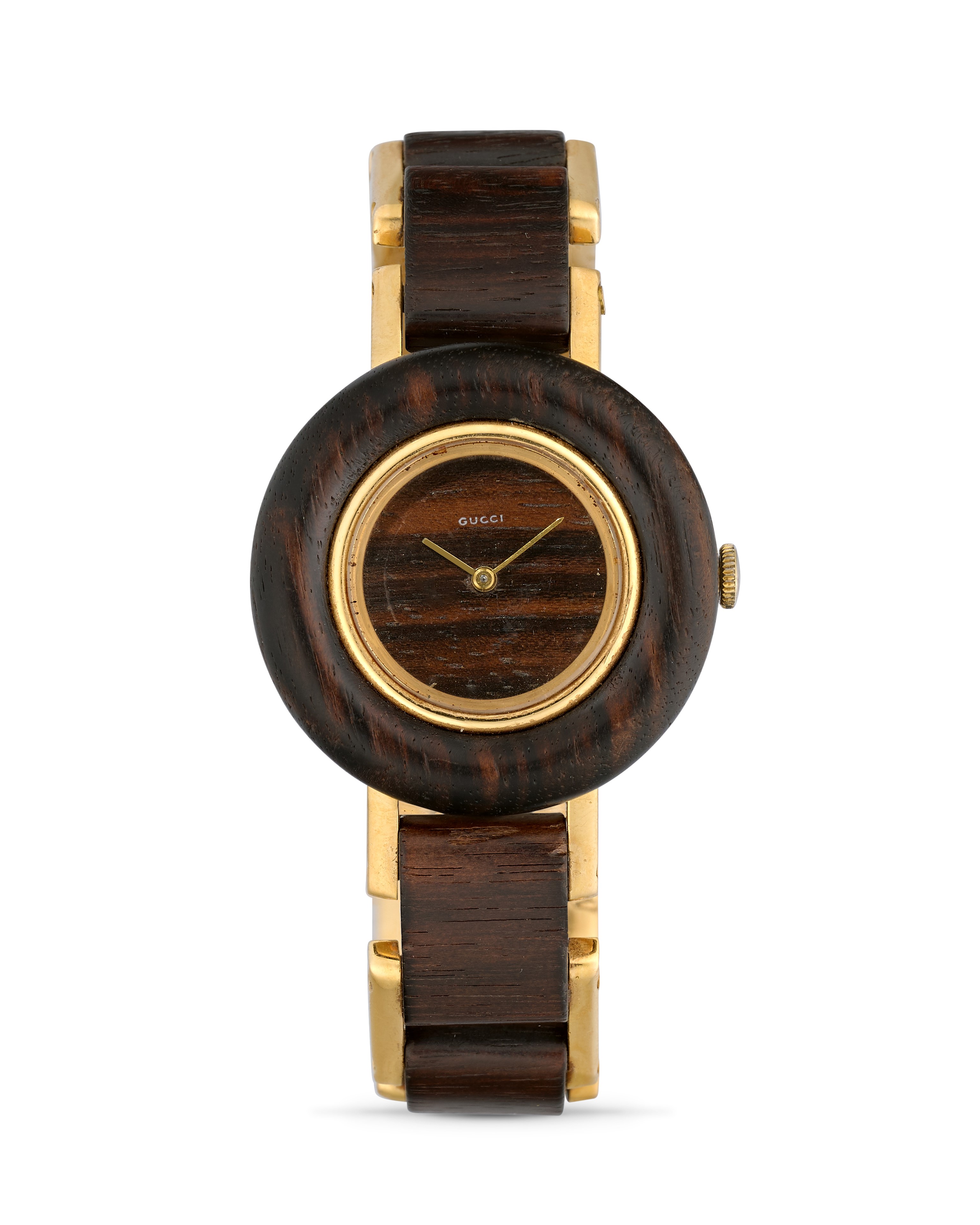Gucci - A. Barthelay, Orologio bracciale in legno e oro 18k