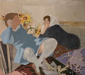 Due donne (interno con figure)