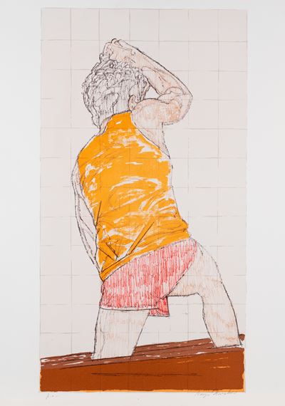 Vogatore di schiena, litografia a colori