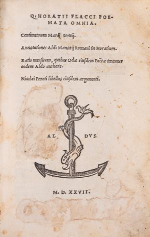 Poemata omnia. Centimetrum Marij Seruij. Annotationes Aldi Manutij Romani in Horatium