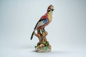 Upupa in porcellana policroma. Manifattura di Capodimonte, inizio secolo XX