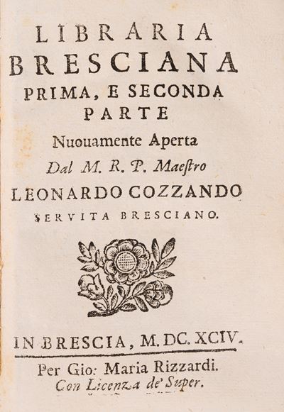 Libraria bresciana - Seconda edizione corretta del 1694