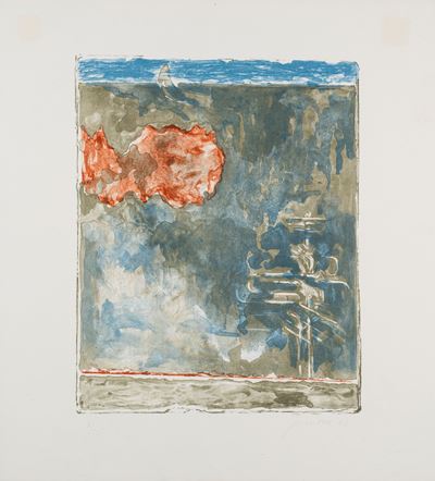 Paesaggio, litografia a colori, es. 3/55