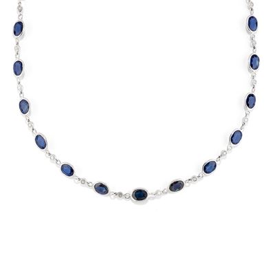 Collana con zaffiri ovali e diamanti, oro bianco 18k