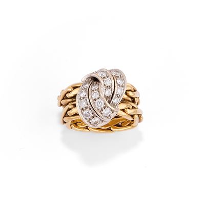 Anello con diamanti, oro bicolore 18k, ct 1,40