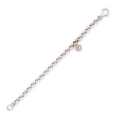 Bracciale charms in oro bianco 18k con pendente a cuore e diamante