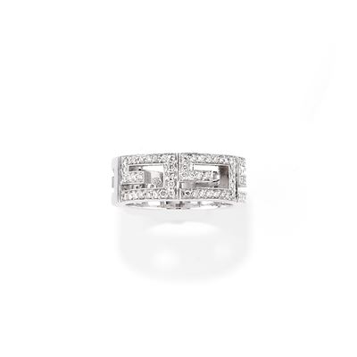 Anello, oro bianco 18k con diamanti taglio brillante
