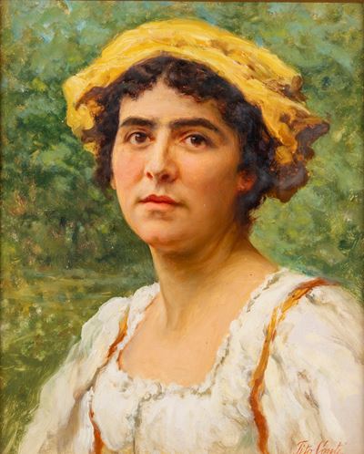 Ritratto di Donna con Copricapo Giallo