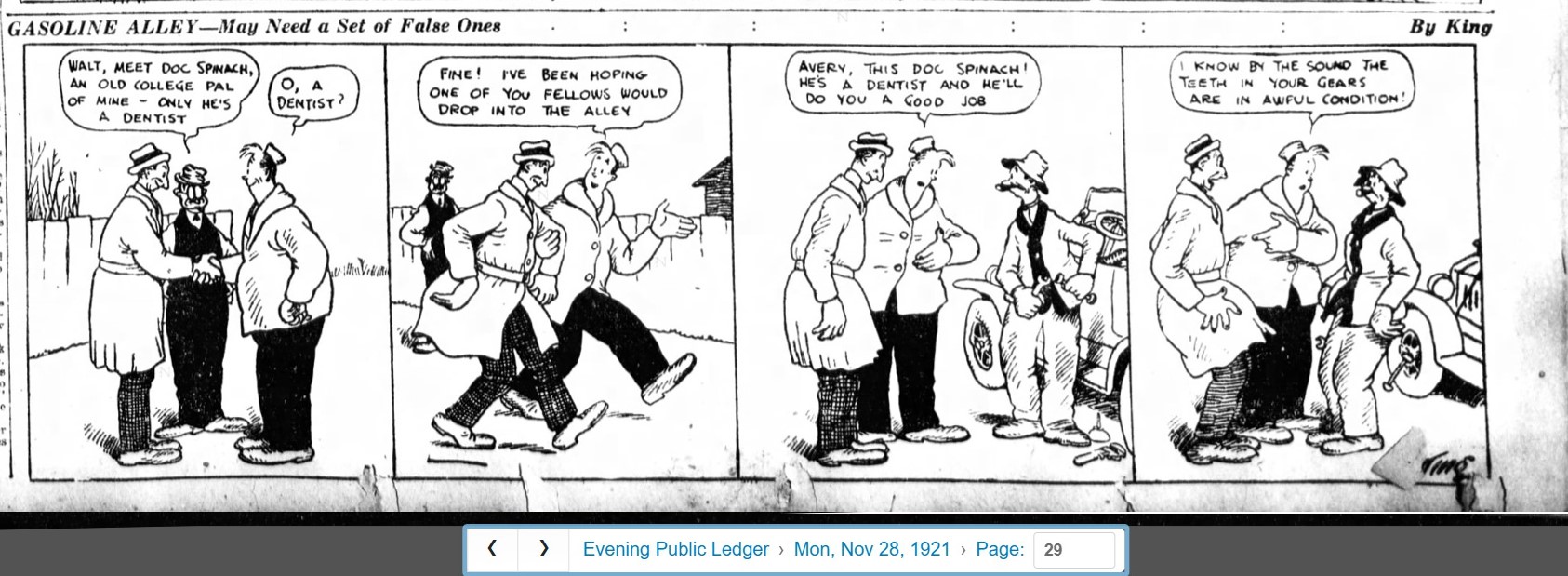Frank King - Gasoline Alley - May Need a Set Of False Ones