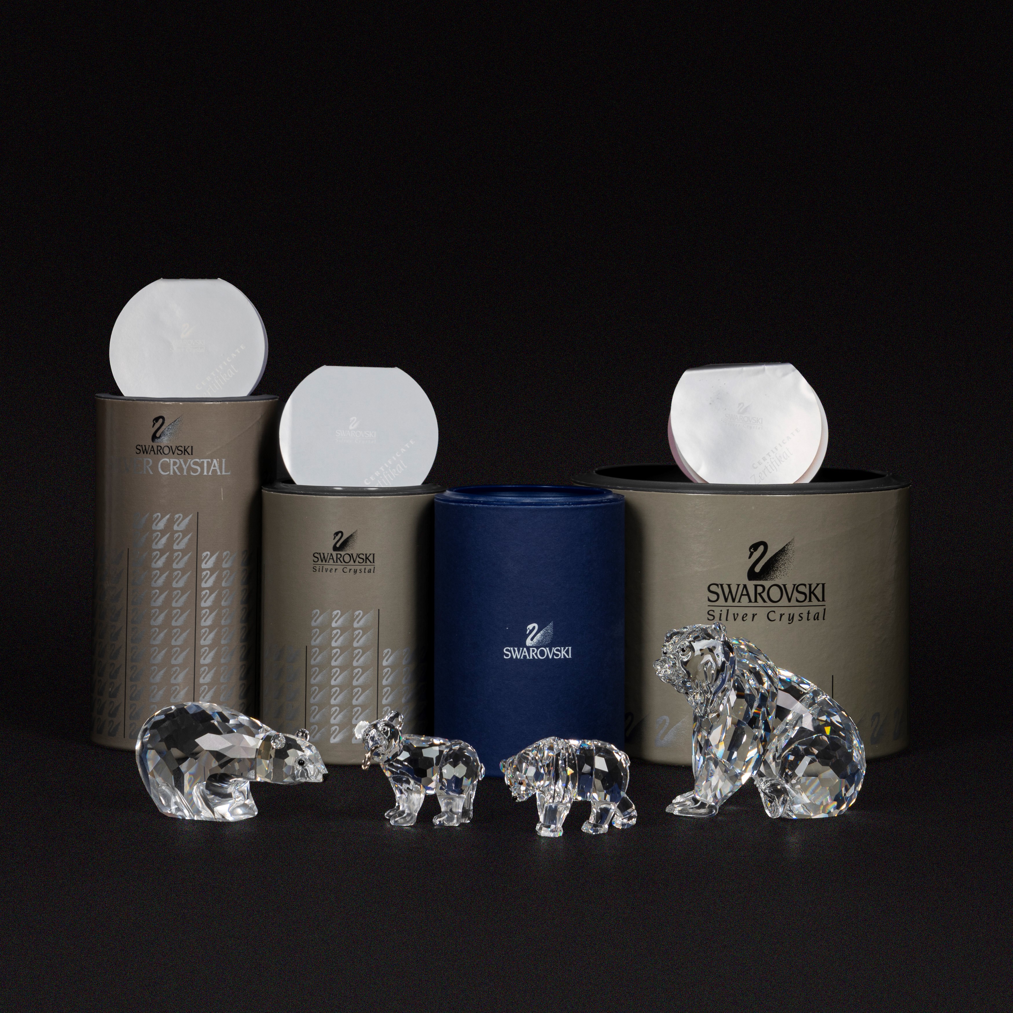 Swarovski - Gruppo di quattro orsi polari in cristallo