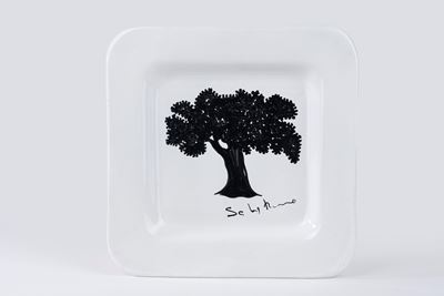 Albero - Piatto in ceramica smaltata policroma