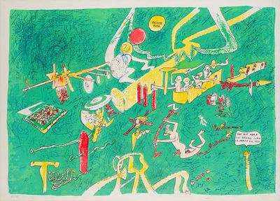 Reirse rojo, litografia a colori, 1975, es. 23/80