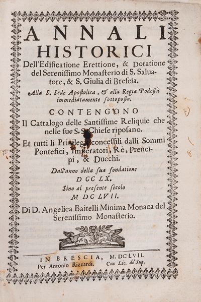 Annali historici dell'edificatione, erettione et dotatione del Serenissimo Monasterio di S. Salva...