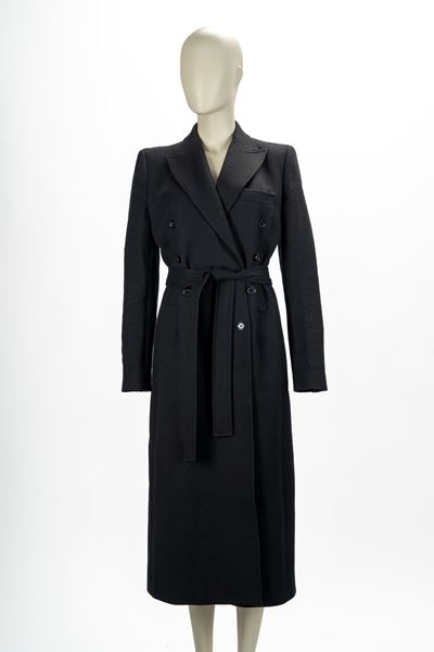Cappotto doppiopetto in lana nera