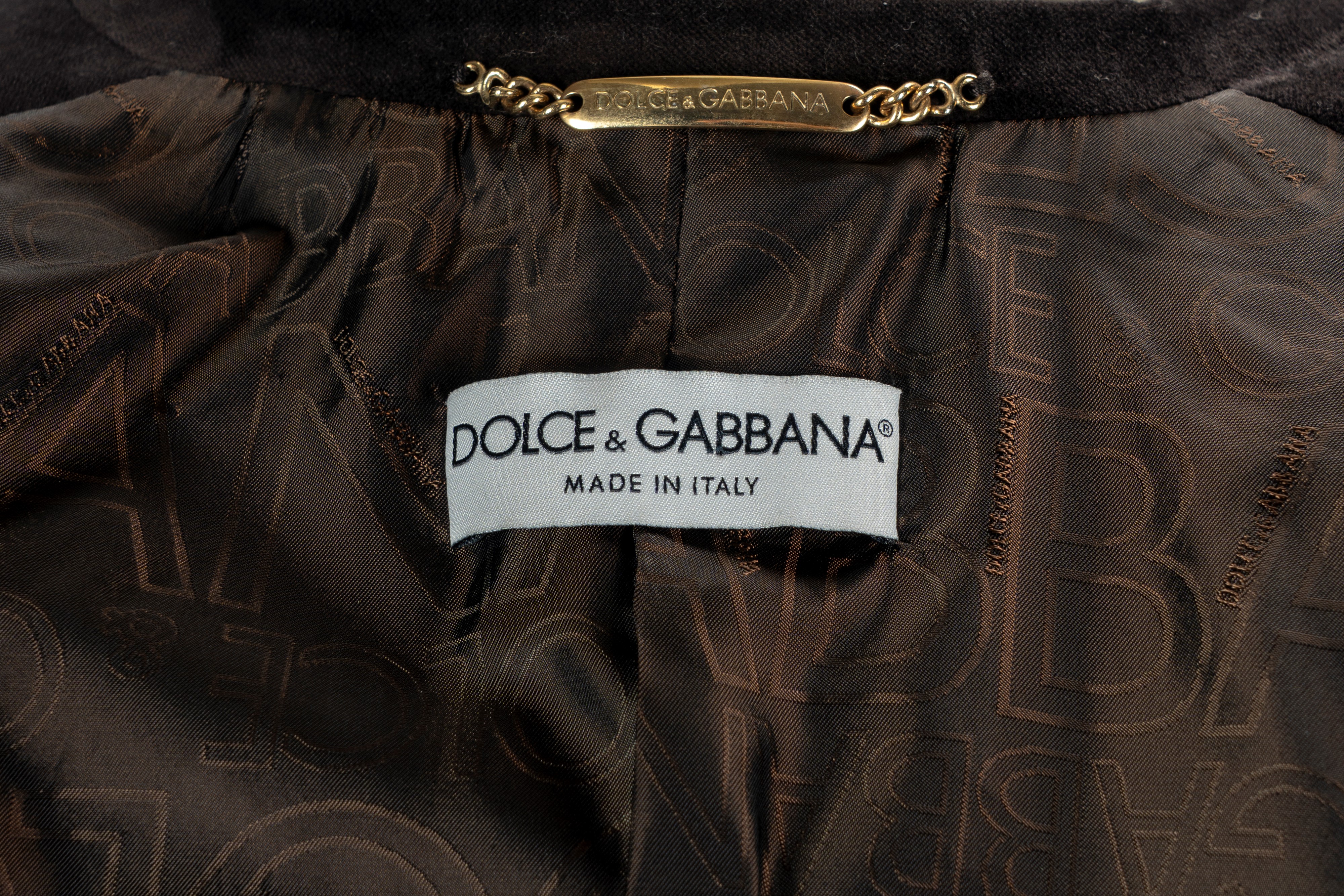 Dolce & Gabbana - Giacca monopetto in velluto color testa di moro