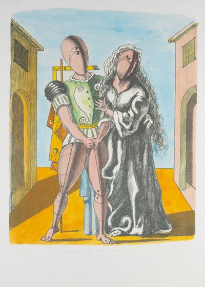 Ettore e Andromaca II - Litografia a colori con interventi all'acquarello