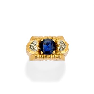 Anello con Zaffiro e Diamanti