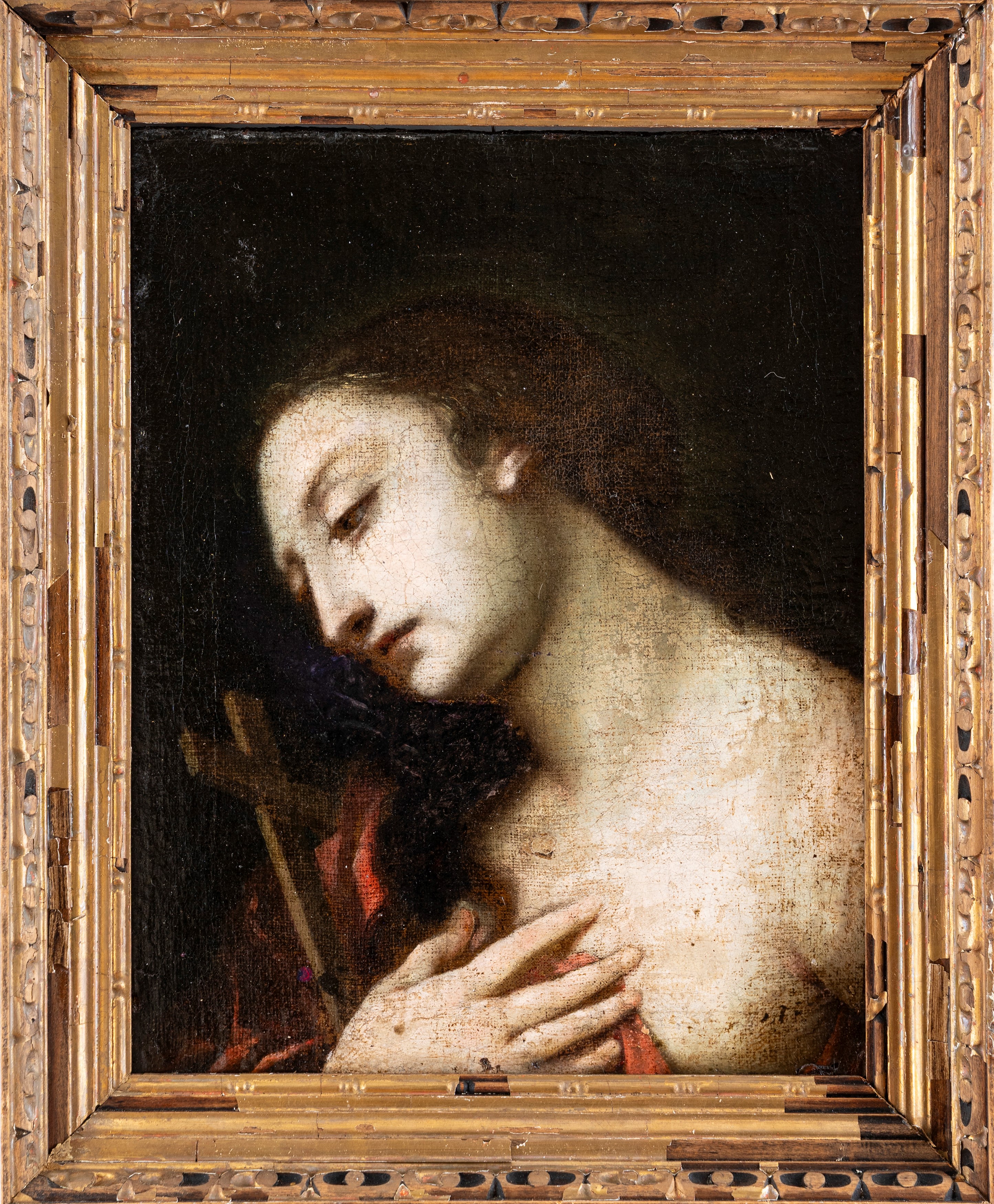 Scuola Napoletana, Secolo XVII - Scuola Napoletana, Maddalena penitente, olio su tela