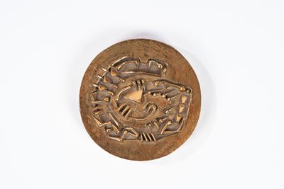 Fermacarte per Gruppo Editoriale Rusconi, bronzo patina dorata, es. 17/50, 1993