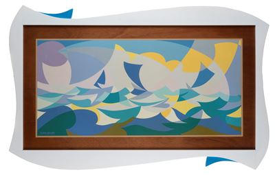 Linee forza di mare (Mattutino), serigrafia a colori su tavola, es. 130/200