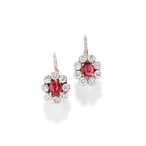 Earrings with rubies and diamonds