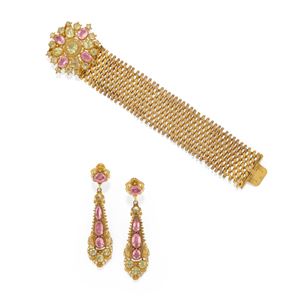 Demi-parure con pietre colorate