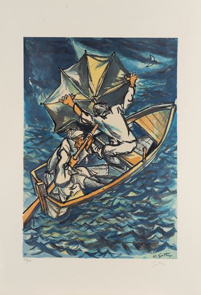 Omaggio a Hemingway, litografia a colori, es. 63/250