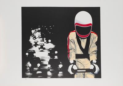 Motociclista, litografia a colori, es. 12/60
