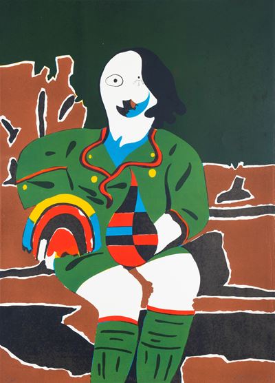 Il pittore di monaci, litografia a colori, 1969