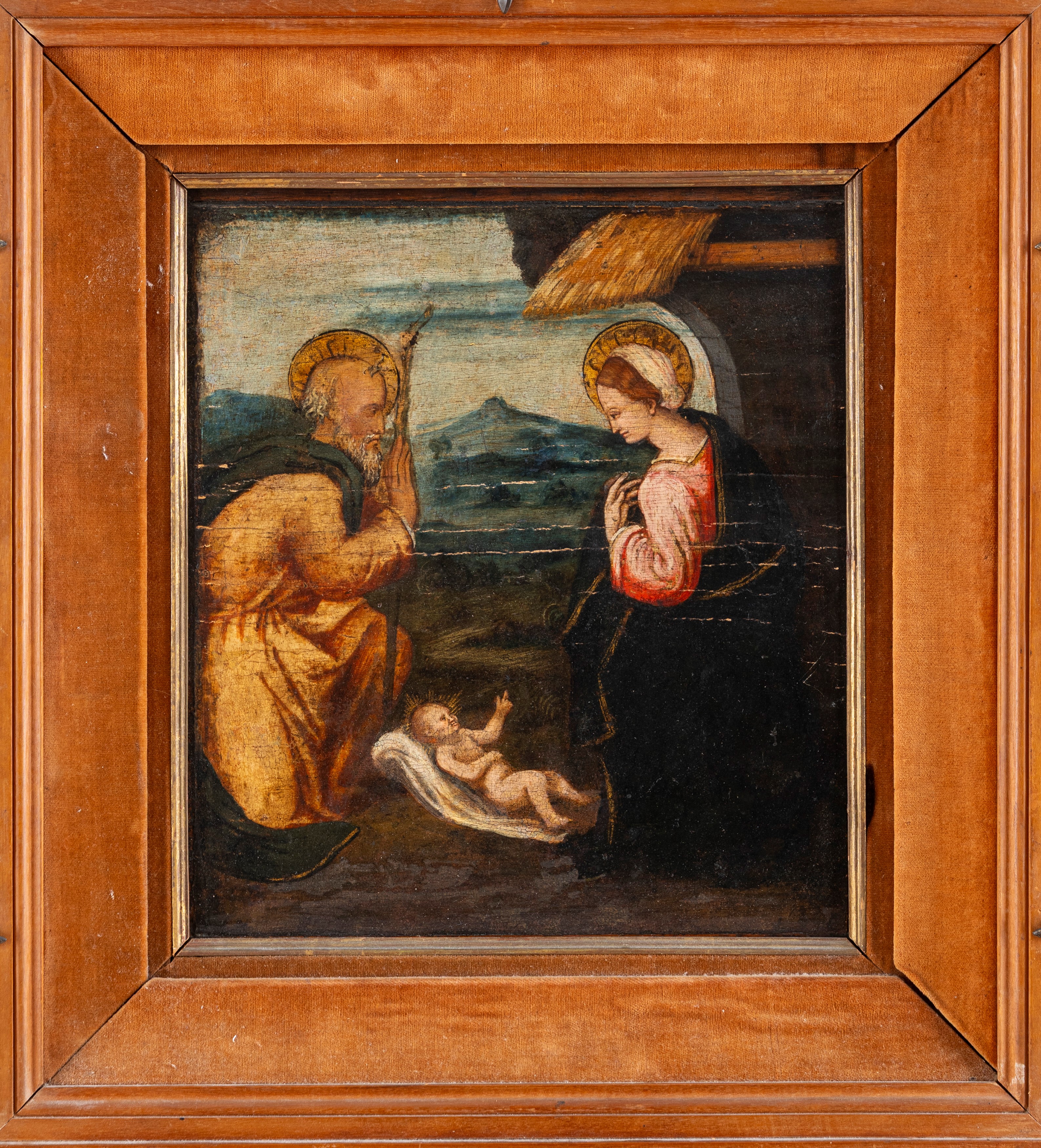 Scuola Dell'italia Centrale, Secolo XVI - Autore ignoto, Adorazione del Bambino, olio su tavola