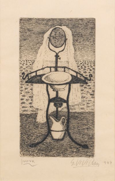 Il lavabo, acquaforte, prova di stampa