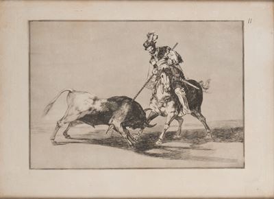 Goya, El Cid Campeador lanceando otro toro, acquaforte acquatinta, 1816