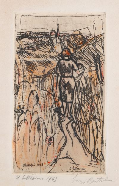Il battesimo, acquaforte acquatinta a colori con interventi a mano, 1949