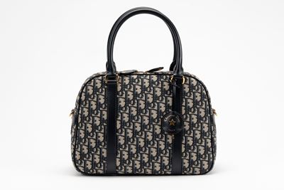 Borsa da bowling grande in tela Jacquard Oblique blu