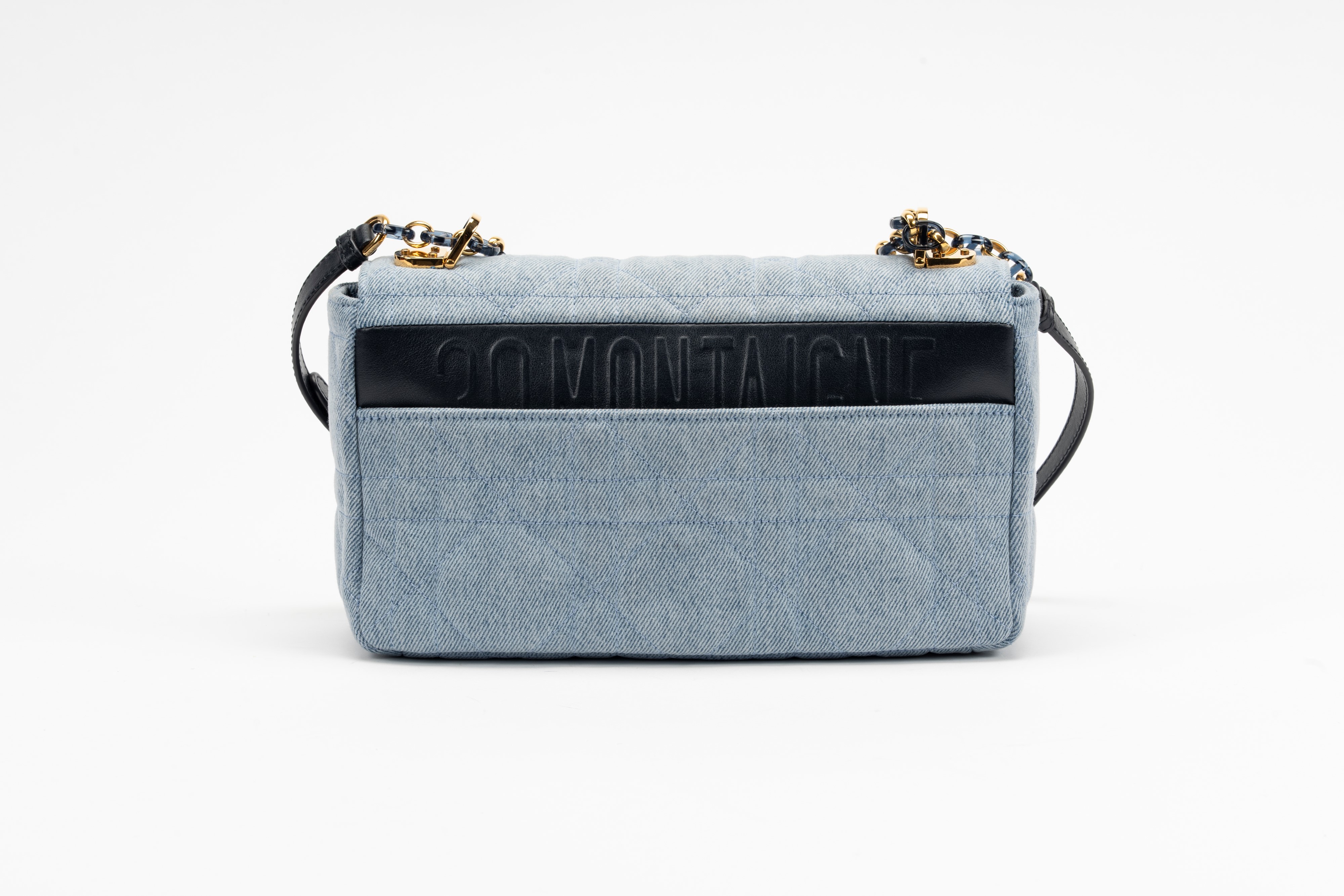 Christian Dior - Borsa Caro in denim Marcocannage blu