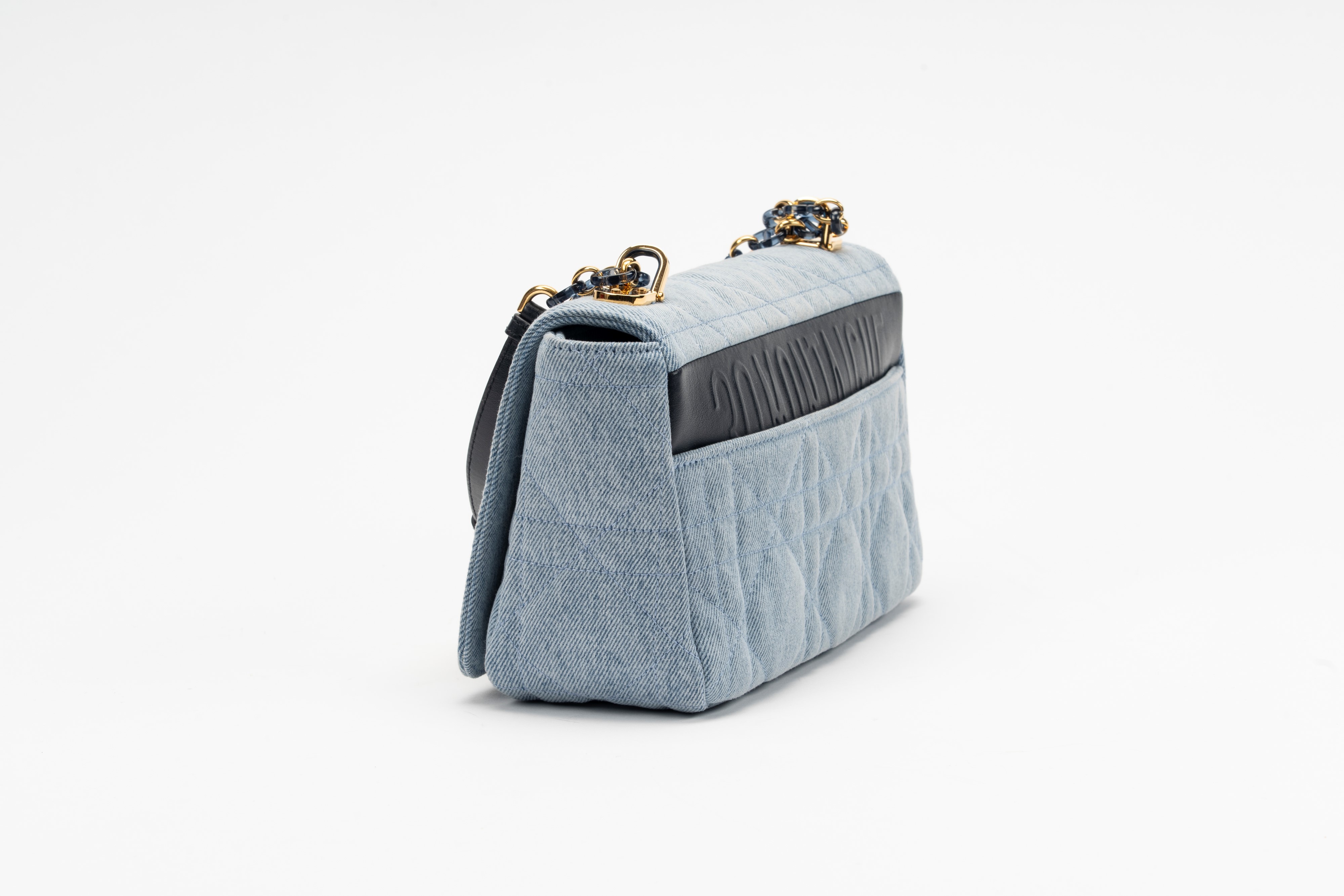 Christian Dior - Borsa Caro in denim Marcocannage blu