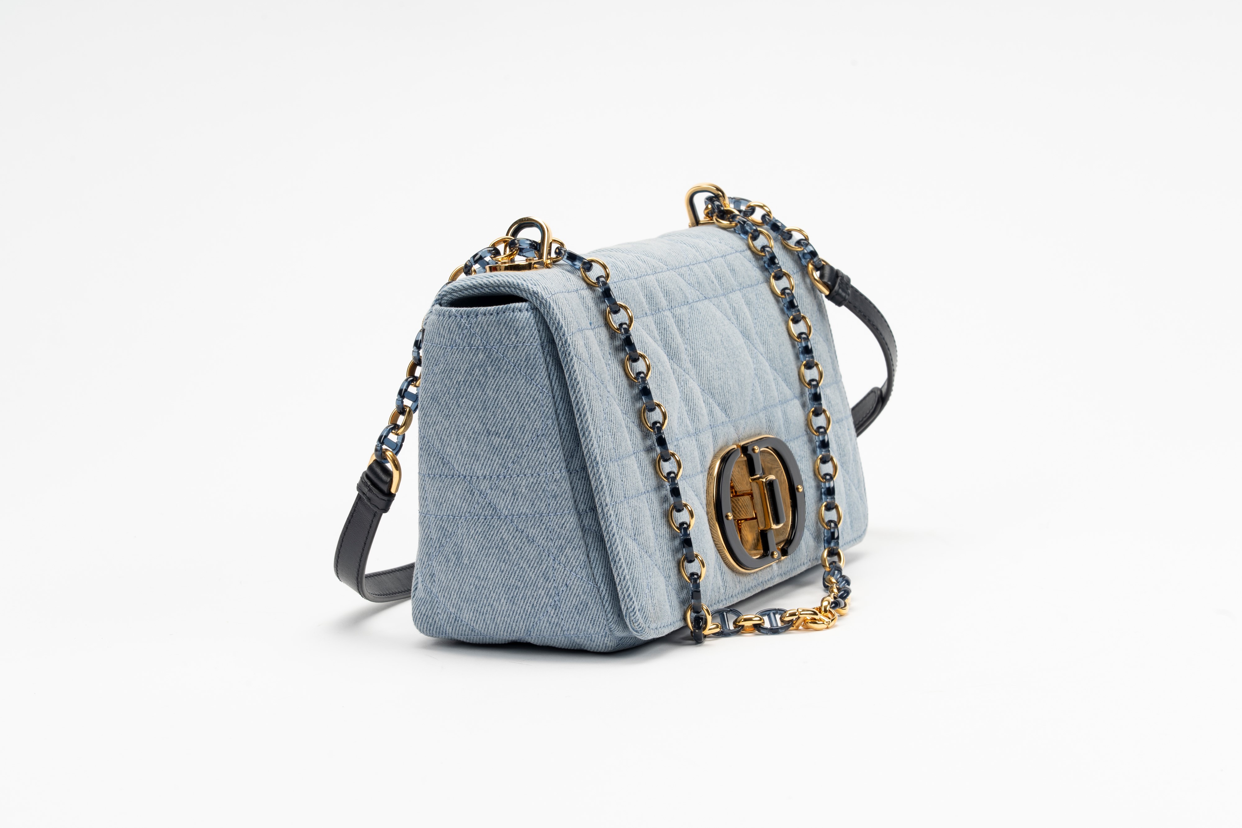 Christian Dior - Borsa Caro in denim Marcocannage blu