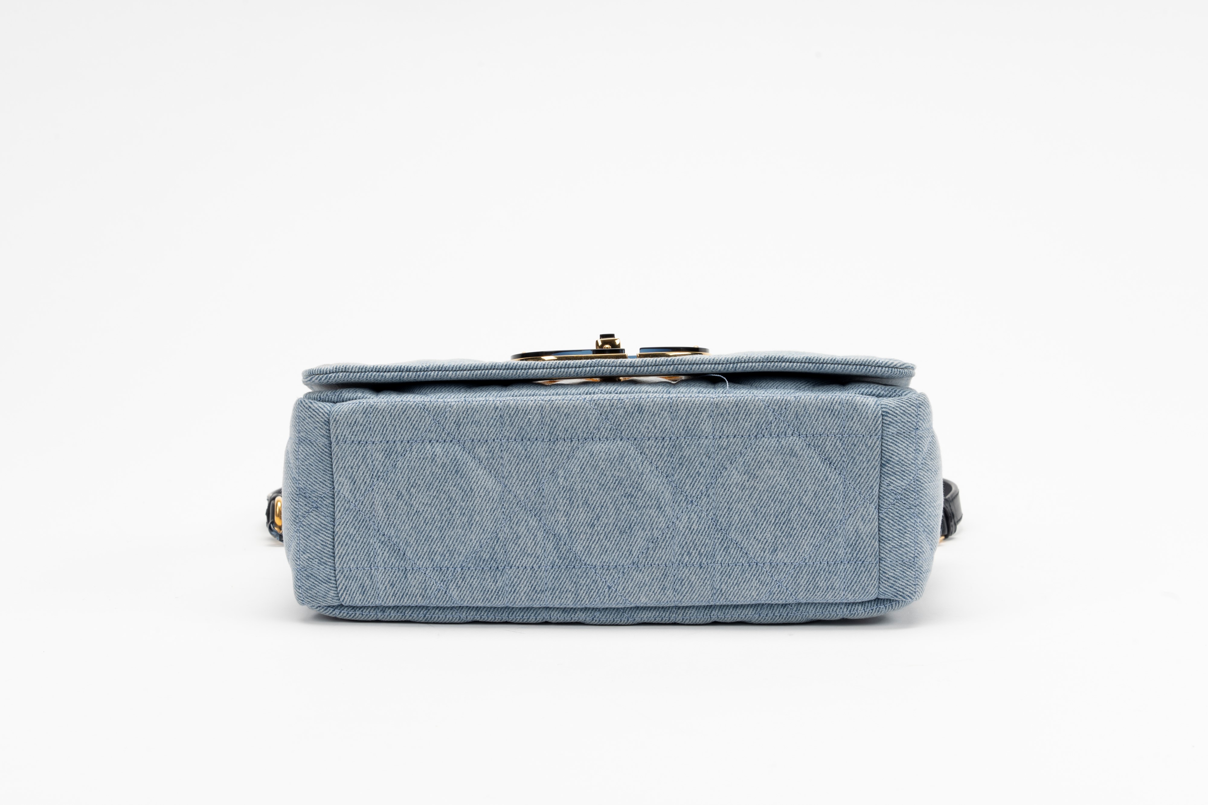 Christian Dior - Borsa Caro in denim Marcocannage blu